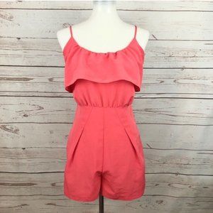 Aqua Bright Coral Salmon Pink Romper Shorts